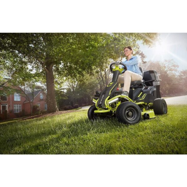 RYOBI 38 in. 100Ah Battery Electric Rear Engine Riding Lawn Mower and Bagging Kit - Image 12